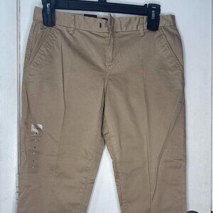 Calvin Klein Jeans Womens Size 8 Cuff Crop Khaki Pants Button Rear Pockets